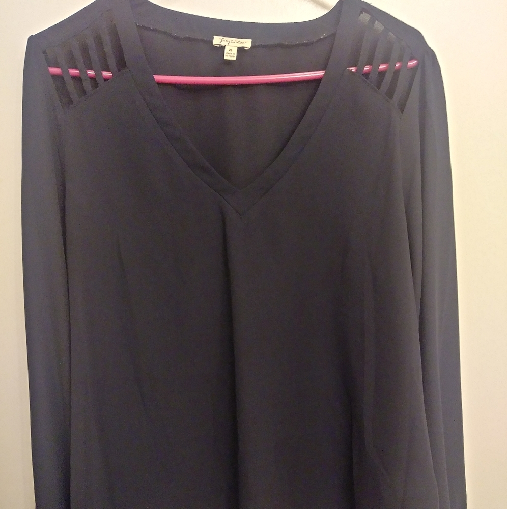 Navy blue long sleeve blouse